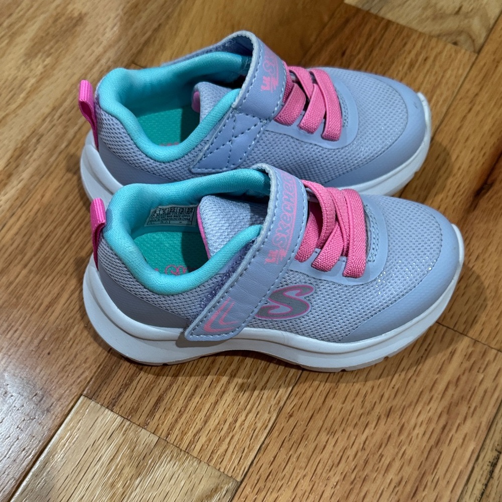 Skechers Kids' Gray and Pink Sneakers